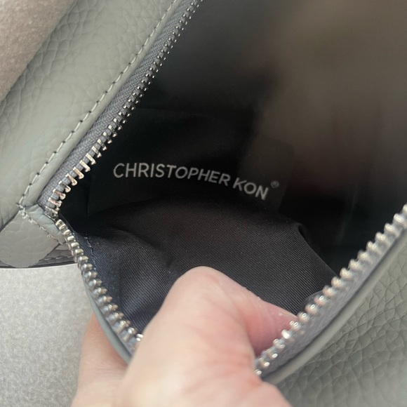 Christopher Kon Grey Pebbled Crossbody Leather Bag - Picture 12 of 16